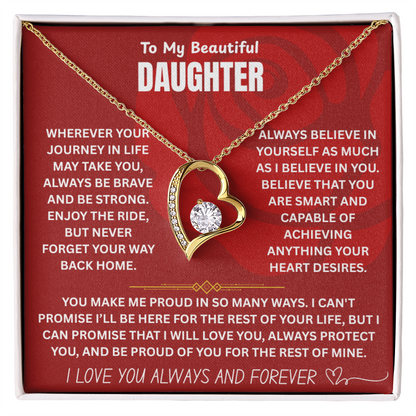 To My Beautiful Daughter Forever Love Necklace FL0001