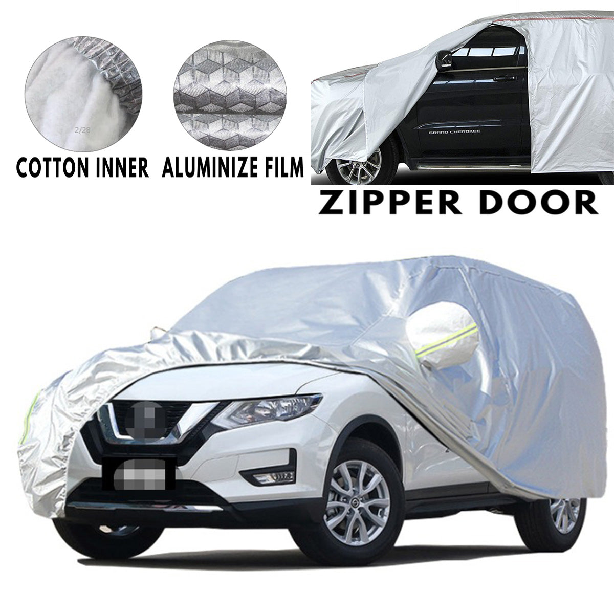 SUV SIZE COVER ,ALUMINIZED FABRIC WITH COTTON INNER, 100%WATERPROOF,SUNPROOF,DUSTPROOF FULL SET COVER W/ FREE CAR WAX