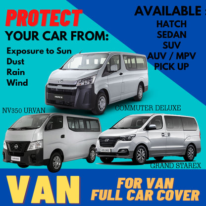 VAN SIZE OUTDOOR & INDOOR,100% WATERPROOF,HETAPROOF, DUSTPROOF, WINDPROOF FULL SET COVER W/ FREE CAR WAX AND MICROFIBER CLOTH