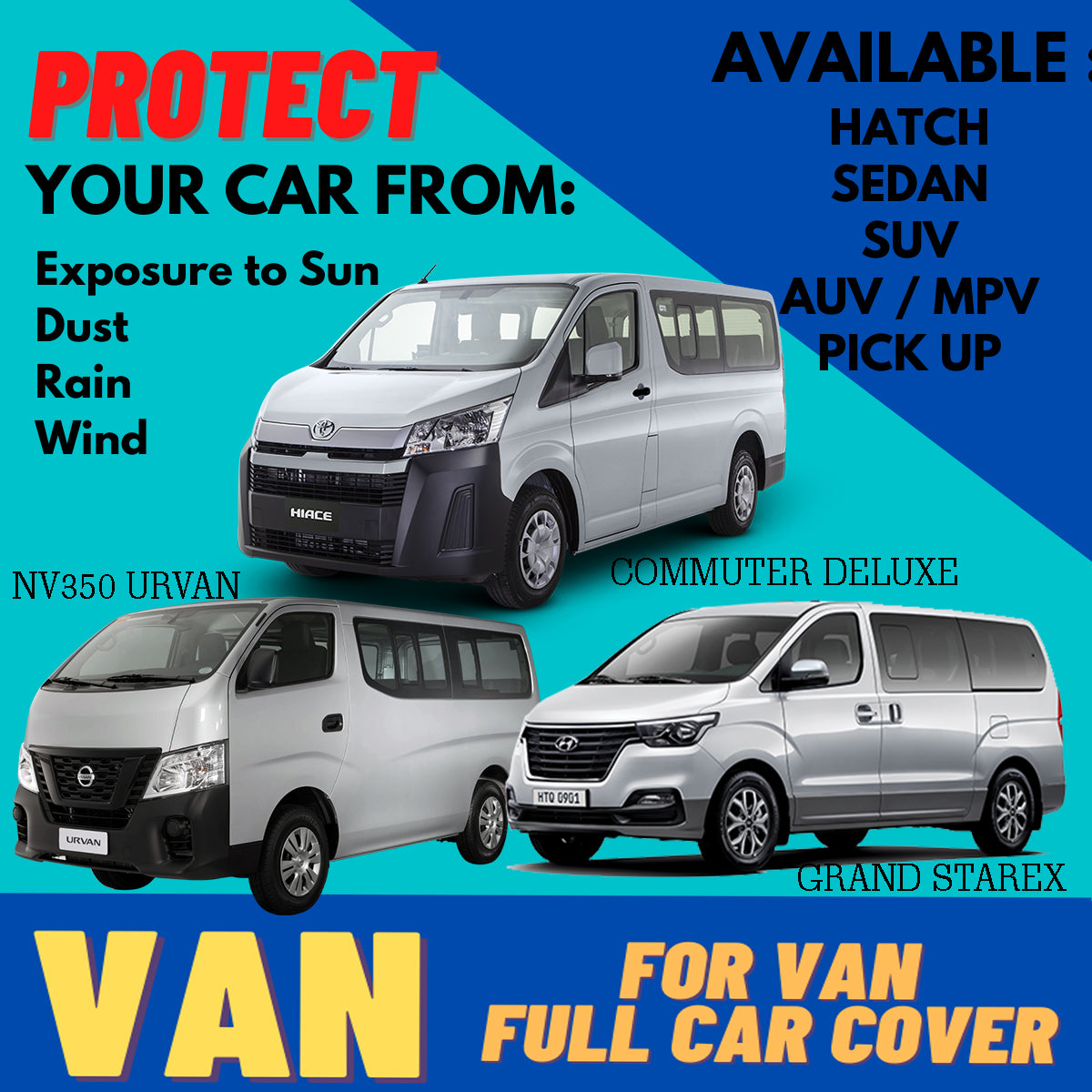 PICK-UP SIZE COVER ,100%WATERPROOF,SUNPROOF,DUSTPROOF FULL SET COVER W/ FREE CAR WAX & MICROFIBER CLOTH